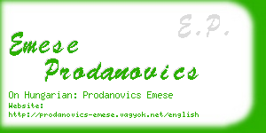 emese prodanovics business card